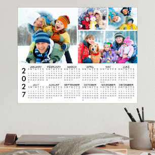 2027 Calendar 4 Photo Collage Personalised Poster