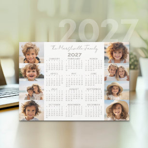 2027 Calendar - 8 Photos - Basic Grey White Holiday Card