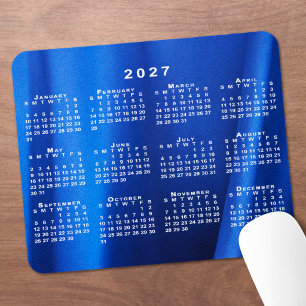 2027 Calendar Abstract Blue Custom Photo Mouse Mat