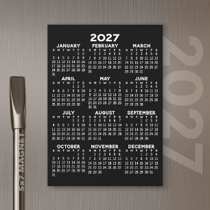 2027 Calendar Basic Black Magnetic Card
