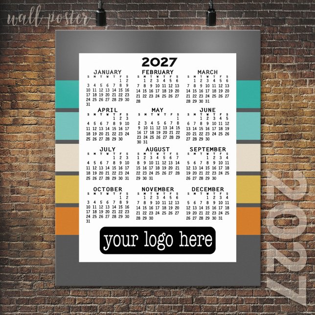 2027 Calendar - Basic Black White Minimal Poster (2027 Calendar Poster)