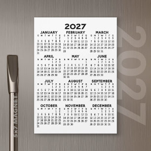 2027 Calendar - Basic Minimalist Magnetic Card