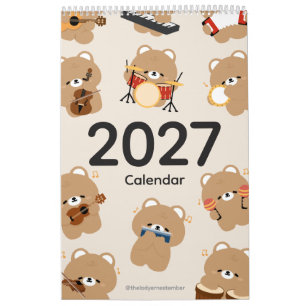 2027 Calendar Bear Musician