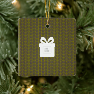 2027 Calendar Business Logo Company QR Code Brown Ceramic Ornament