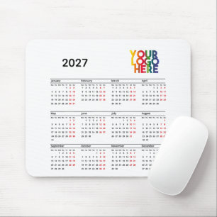 2027 Calendar Business Logo Corporate Office White Mouse Mat