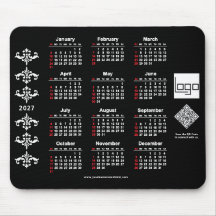 2027 Calendar Business Logo QR Code Black Baroque