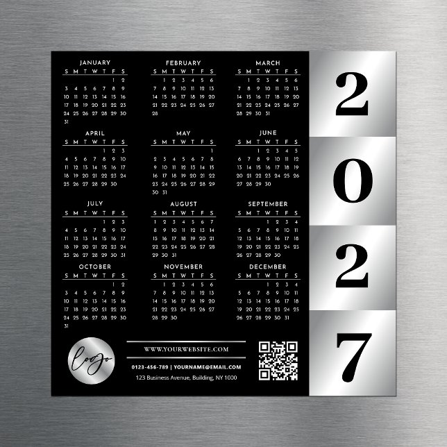 2027 Calendar Business Logo QR Code Black & Silver (Creator Uploaded)
