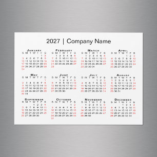 2027 Calendar Business Name White Magnet