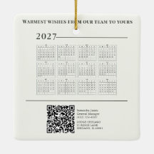 2027 Calendar Christmas Cottage QR Code Business
