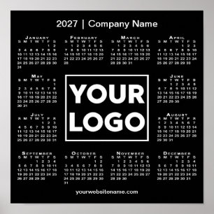 2027 Calendar Company Logo and Name Black Poster