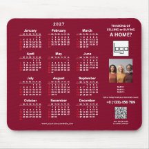 2027 Calendar Company Logo QR Code Burgundy Photo