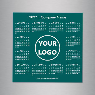 2027 Calendar Company Logo Teal Green Magnet