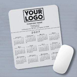 2027 Calendar Company Logo Text Grey Mouse Mat