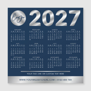 2027 Calendar Corporate Company Logo Navy & Silver