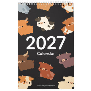 2027 Calendar Cow