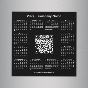 2027 Calendar Custom Business QR Code Black Magnet