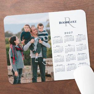 2027 Calendar Custom Photo Monogram Name Mouse Mat
