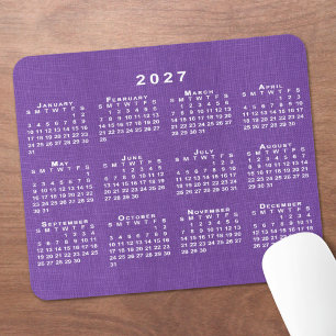 2027 Calendar Custom Photo Purple Linen Texture Mouse Mat
