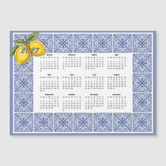 2027 calendar Dolce Vita Italian Tiles and Lemons Magnetic Invitation
