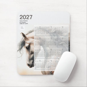 2027 Calendar Equestrian Horse Business Logo Mouse Mat