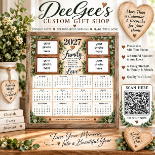 2027 Calendar Family Quote Rustic Farmhouse Poster
