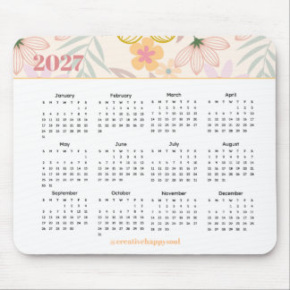 2027 calendar floral simple modern yearly desk mouse mat