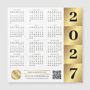 2027 Calendar Gold Business Logo QR Code Marketing
