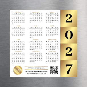 2027 Calendar Gold Business Logo QR Code Marketing