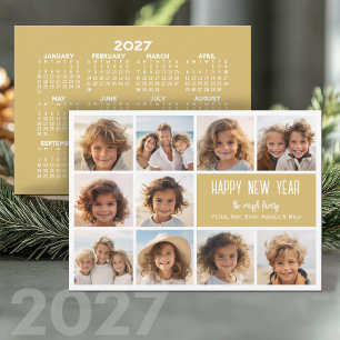 2027 Calendar Gold HNY - 10 Photo Holiday Card