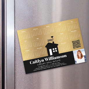 2027 Calendar Gold Realtor Photo QR Code Magnet