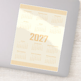 2027 Calendar, Greek Fret, Beige on Cosmic Latte