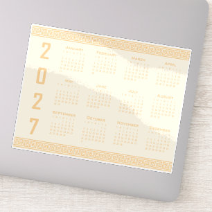 2027 Calendar, Greek Fret, Beige on Cosmic Latte