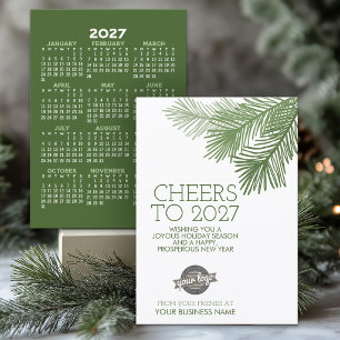2027 Calendar - Happy New Year - Green Business Holiday Card