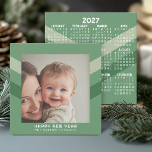 2027 Calendar Happy New Year - Retro Stripe Holiday Card