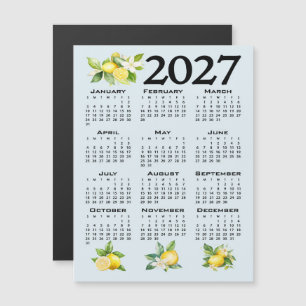 2027 Calendar Italian Style Lemons Blue Background Magnetic Invitation