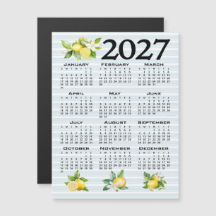 2027 Calendar Italian Style Lemons Blue Stripes Magnetic Invitation