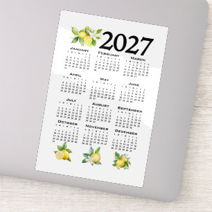 2027 Calendar Italian Style Lemons White