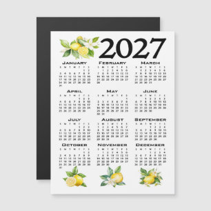 2027 Calendar Italian Style Lemons White Magnetic Invitation