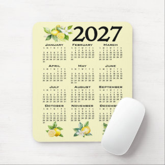 2027 Calendar Italian Style Lemons Yellow Mouse Mat