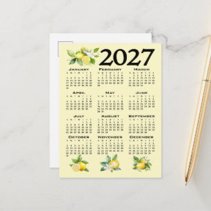 2027 Calendar Italian Style Lemons Yellow Postcard