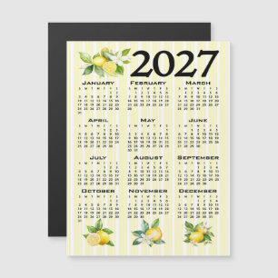 2027 Calendar Italian Style Lemons Yellow Stripes Magnetic Invitation
