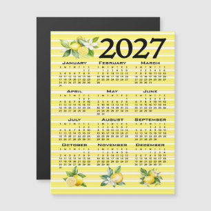 2027 Calendar Italian Style Lemons Yellow Stripes Magnetic Invitation