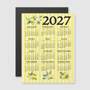 2027 Calendar Italian Style Lemons Yellow Stripes Magnetic Invitation