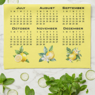 2027 Calendar Italian Style Lemons Yellow Tea Towel