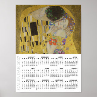 2027 Calendar, Large, The Kiss / Gustav Klimt Poster