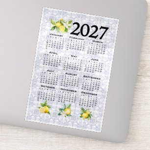 2027 Calendar Lemons Italian Mediterranean Tiles