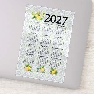 2027 Calendar Lemons Italian Mediterranean Tiles