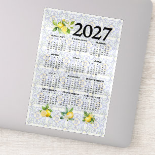 2027 Calendar Lemons Italian Mediterranean Tiles