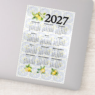 2027 Calendar Lemons Italian Mediterranean Tiles
