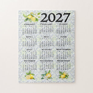 2027 Calendar Lemons Italian Mediterranean Tiles Jigsaw Puzzle